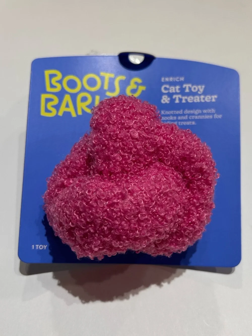 Boots & Barkley Cat Toy & Treater pink knotted nooks crannies for holding treats